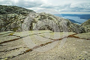 A beautiful rock formations in the mountains of Folgefonna national park in Norway.