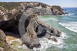 Beautiful rock formations at Odeceixe coast, Portugal