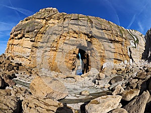 Beautiful rock formations on Playa de Portio, Cantabria, Spain