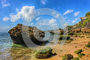 Beautiful rock formations on sandy beach