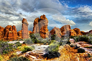 Beautiful Rock Towers in Arches National Park, Utah