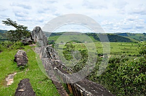 Beautiful Rocks and landscape of Serrote Stone on a cloudy day in Andrelândia