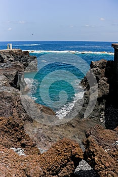 Beautiful rocks and turquoise sea on the coast of the Canary Islands,