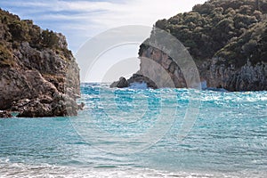 Beautiful rocky bay at Paleokastritsa in Corfu, Greece