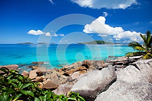 Beautiful rocky coast in Seychelles