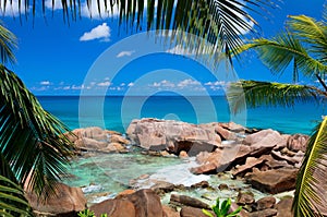 Beautiful rocky coast in Seychelles