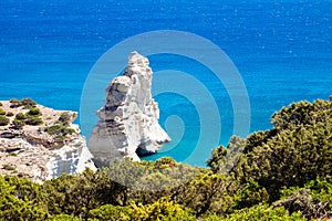 Beautiful rocky coastline Kleftiko on Milos island, Greece