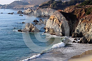 Beautiful rocky coastline of the Pacific Ocean. Big Sur California.