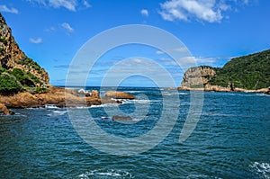 Beautiful rocky Knysna heads beach in garden route in Western Ca