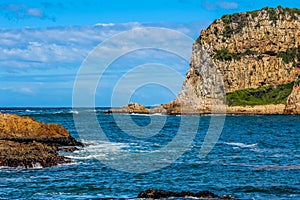 Beautiful rocky Knysna heads beach in garden route in Western Ca