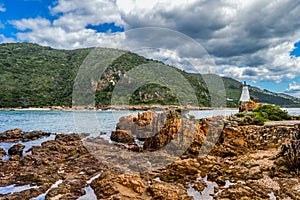 Beautiful rocky Knysna heads beach in garden route in Western Ca