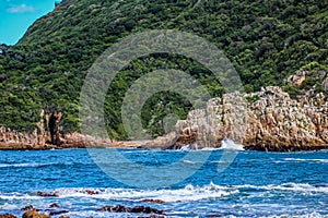 Beautiful rocky Knysna heads beach in garden route in Western Ca