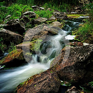 Beautiful rocky riverscene in forest