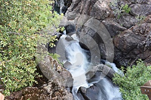 Beautiful Rocky Waterfall Landscape, Montgomery Creek Falls, California, USA