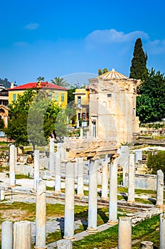 Roman Agora and Tower of the Winds in Plaka District, Athens, Greece