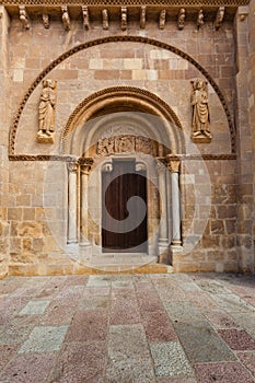 Beautiful romanesque door of San Isidoro Collegiate in leon