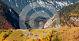 Beautiful Romania. Autumn over Rucar Bran Pass between Bucegi and Piatra Craiului Mountains