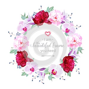 Beautiful romantic floral vector design round frame