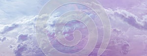 Beautiful romantic pink blue ethereal cloudscape panoramic banner
