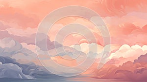 Beautiful romantic pink skies with clouds. Vector-style sky for design.landscape with sunset