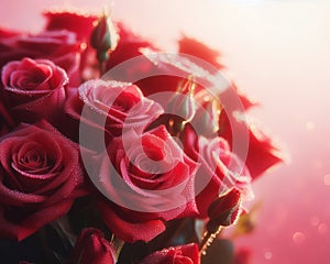 beautiful romantic red roses flowers with copyspace