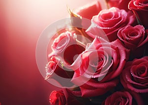 beautiful romantic red roses flowers with copyspace