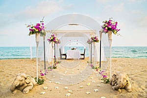 Beautiful romantic tent on a Thai beach