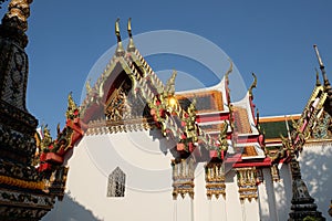 Beautiful roofs of a Buddhist temple. Architectural art of southeast asia