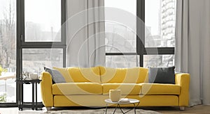beautiful room with yellow furniture