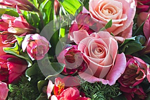 Beautiful rose and alstroemeria bouquet