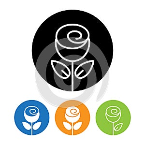 Beautiful Rose flower icon and logo in trendy linear style.