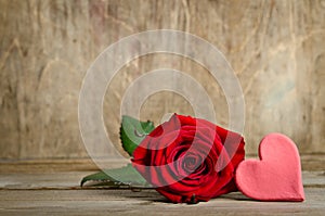 Beautiful rose and one handmade heart