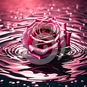 Beautiful rose sitting on water - ai generated image