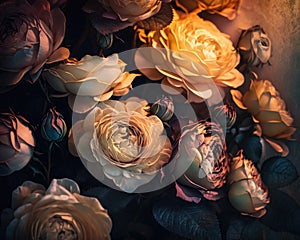 Beautiful roses close-up. Generative AI