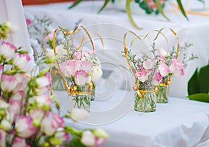 Beautiful roses in glass