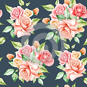 Beautiful roses seamless pattern photo