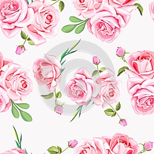 Beautiful roses seamless pattern photo