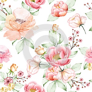 Beautiful roses seamless pattern photo