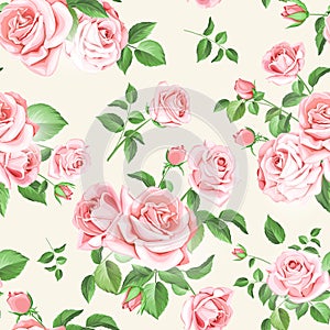 Beautiful roses seamless pattern photo