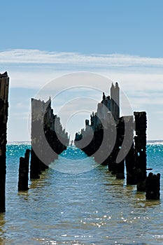 Beautiful rotten mooring on a beach