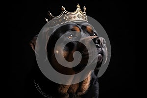 Bellissimo il cane bambino corona sul opaco nero. 