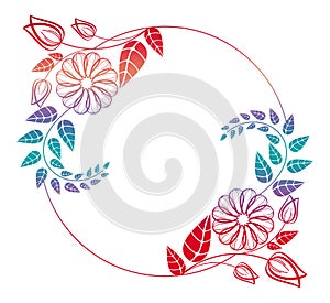 Beautiful round floral frame with gradient fill. Raster clip art.