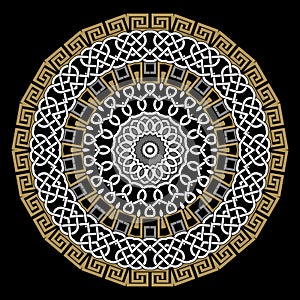 Beautiful round mandala pattern. Ornamental greek and celtic style vector background. Colorful ornaments. Tribal ethnic floral