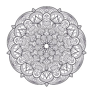 Beautiful round mandala with patterns. Easy to recolort.Linear. Mandala for coloring pages.