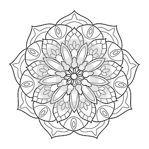 Beautiful round mandala with patterns. Easy to recolort.Linear. Mandala for coloring pages.