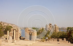 Beautiful ruins from egyptian on the coast of river Nile photo