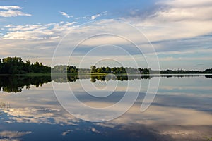 Beautiful rural landscape with a lake