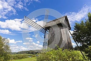 Beautiful rural landscape with old windmill