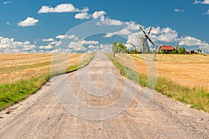 Beautiful rural landscape with a windmill