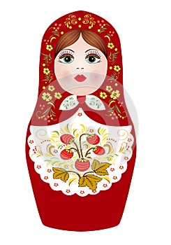 Beautiful Russian doll matryoshka painted Khokhloma